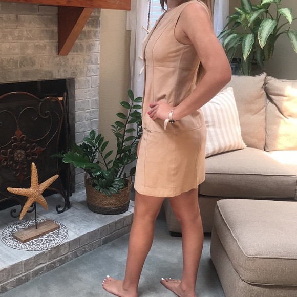 W By Worth 100% Genuine Leather Suede Sleeveless Tunic Dress Size 4 - Picture 3 of 13